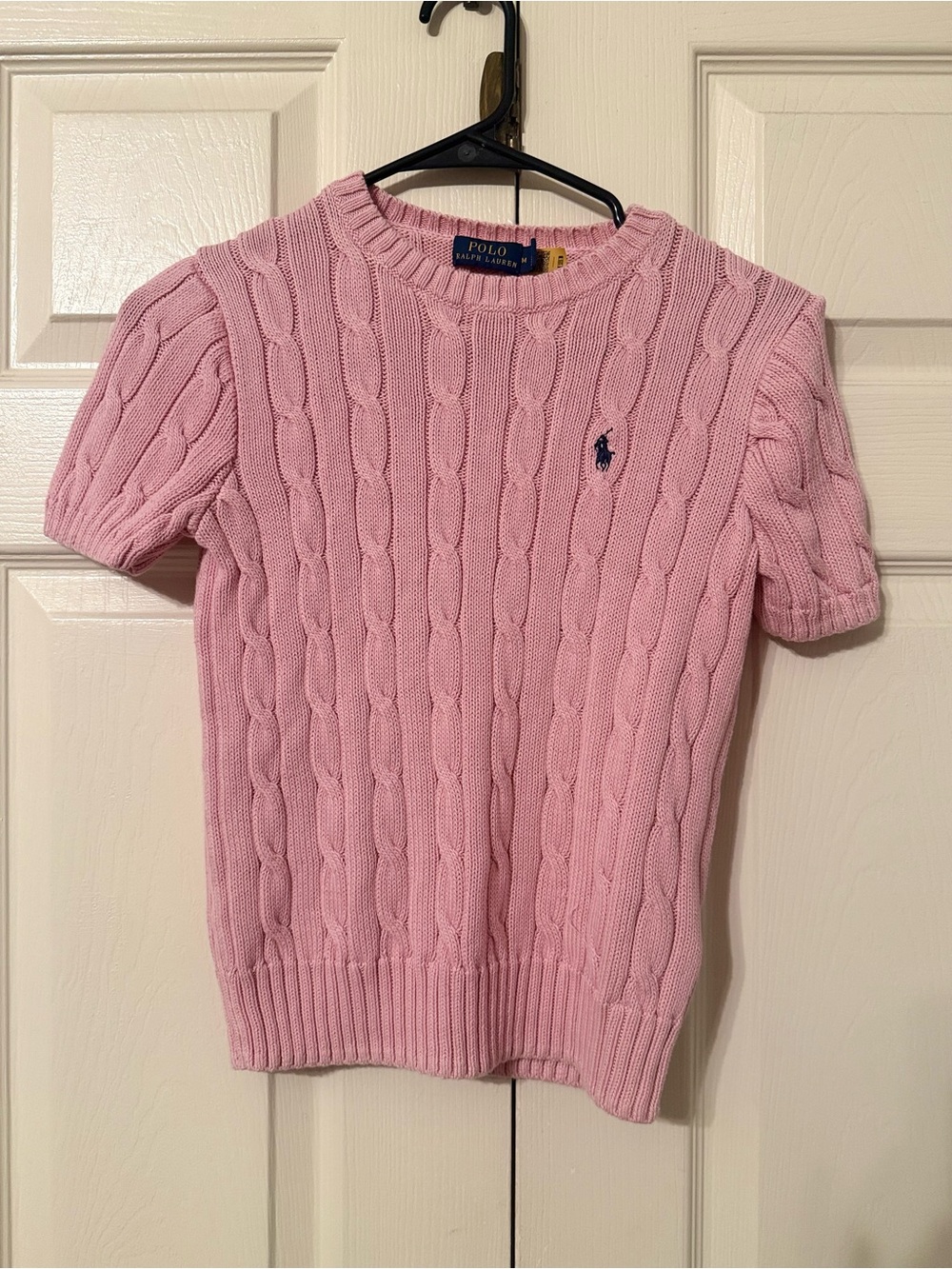 Ralph Lauren Pink Cable-Knit Short-Sleeve Sweater Top